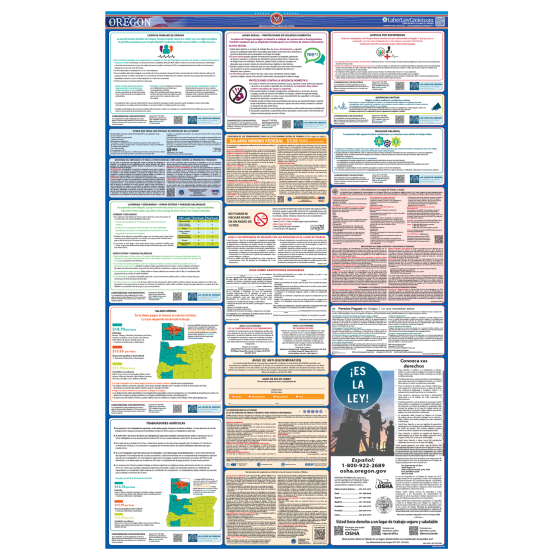 Oregon & Federal Labor Law Posters - Spanish