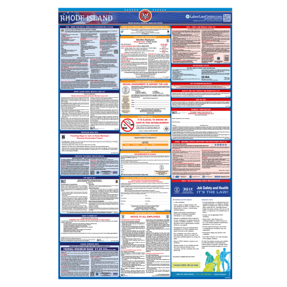 Rhode Island & Federal Labor Law Posters - Spanish - Unlaminated 
