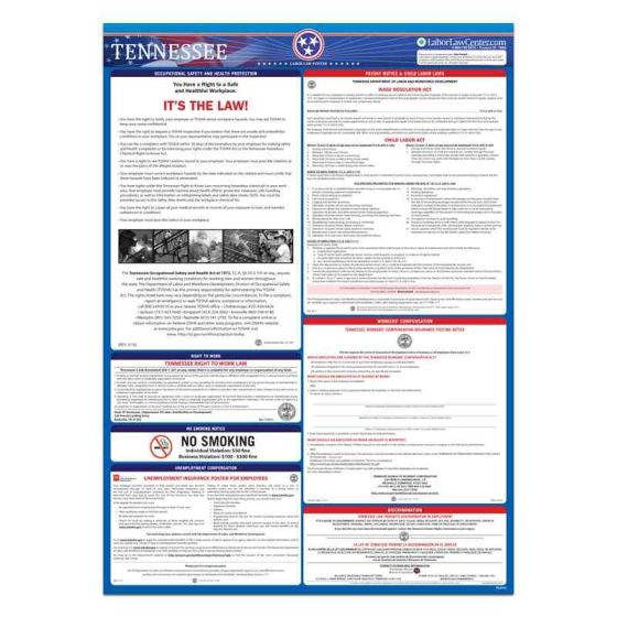 Tennessee State Labor Law Poster - Spanish - Unlaminated 