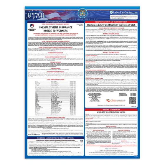 Utah State Labor Law Poster - Unlaminated 