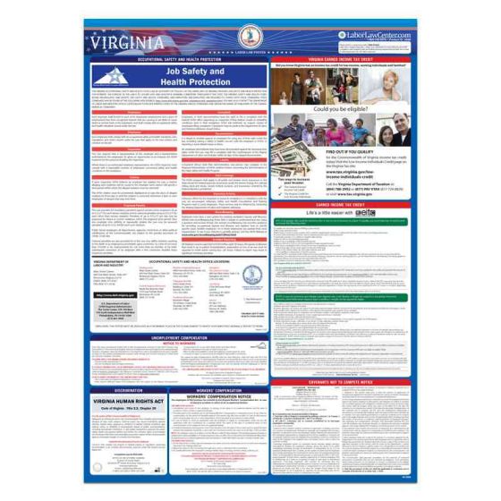Virginia State Labor Law Poster - Unlaminated 