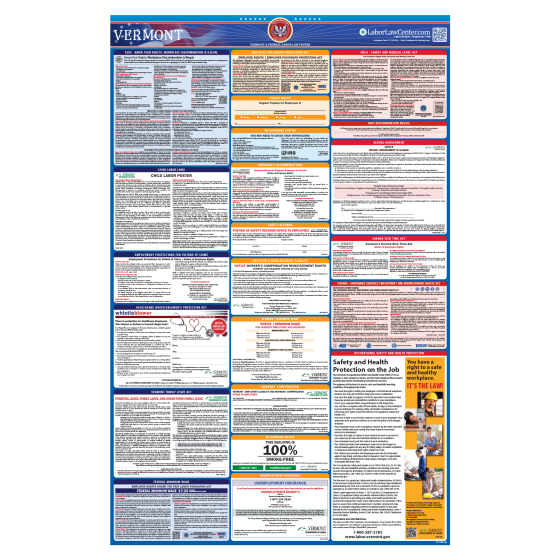 Vermont & Federal Labor Law Posters - Unlaminated 