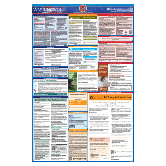 Washington & Federal Labor Law Posters - Unlaminated 