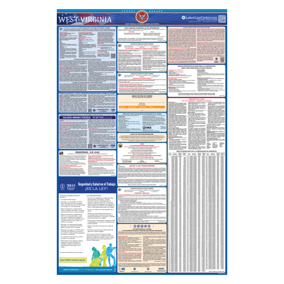 West Virginia & Federal Labor Law Posters- Spanish