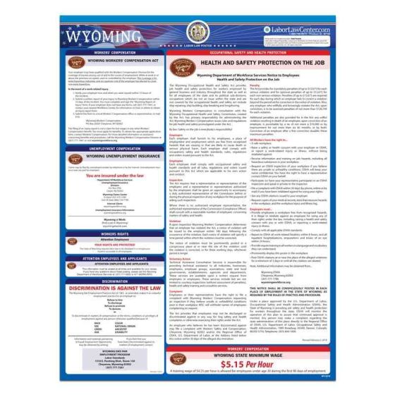 Wyoming State Labor Law Poster - Spanish - Unlaminated 