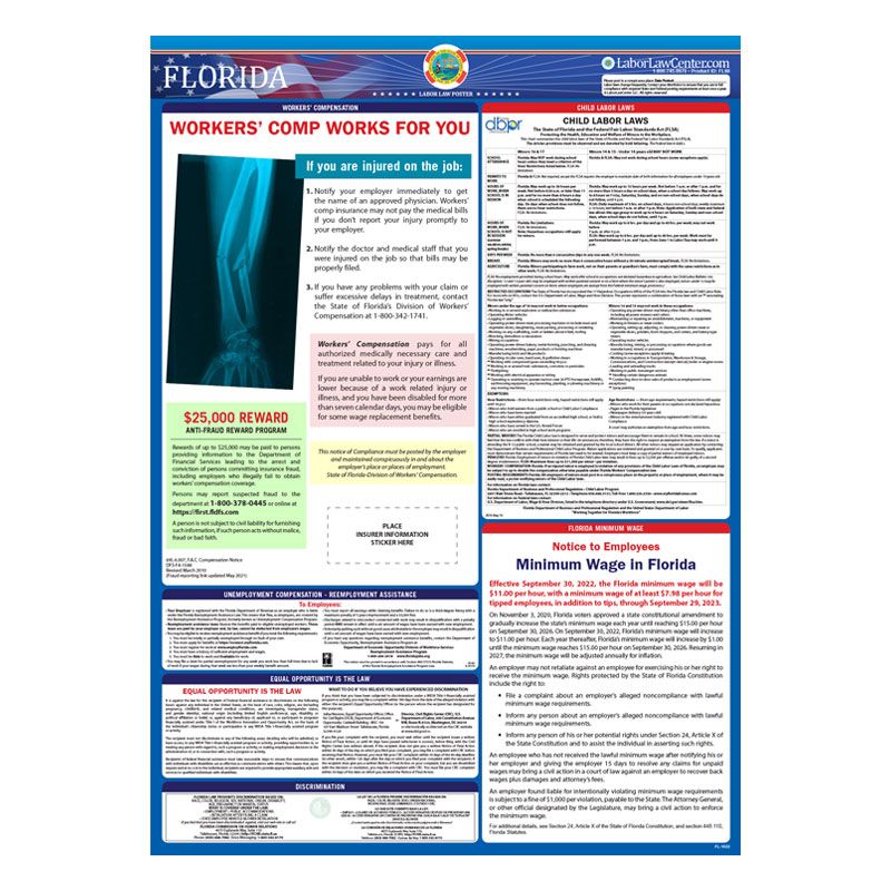 Statief Labo Florida State Labor Law Poster - Spanish - Unlaminated
