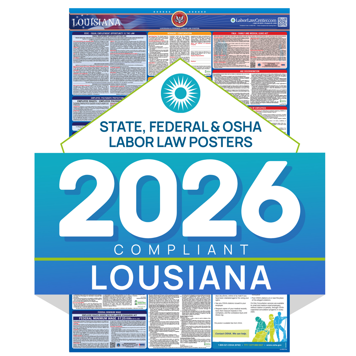2025-2026 Louisiana Labor Law Poster State, Federal, OSHA in One