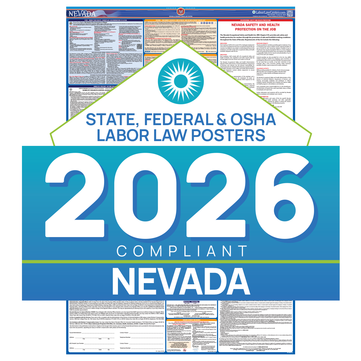 2025 Nevada Labor Law Poster | State, Federal, OSHA in One Single Laminated  Poster